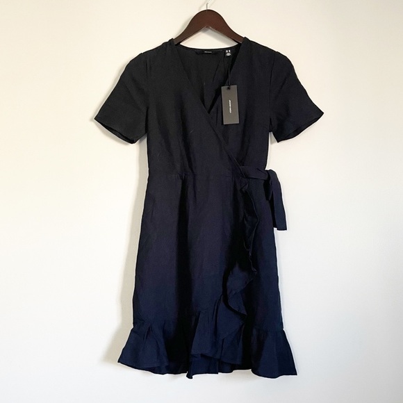 NWT VERO MODA Helen Faux Wrap Minidress Night Sky - Picture 2 of 5